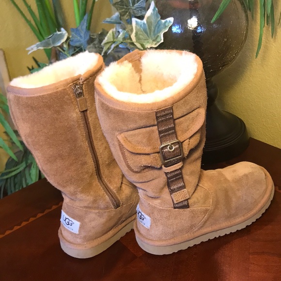 UGG Cargo Brown Zip Up Buckle Boots - Picture 3 of 8